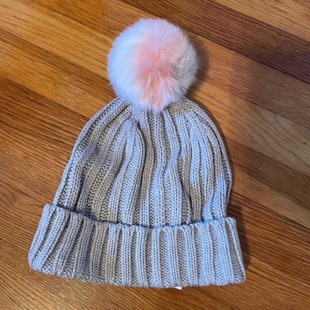 J CREW | ribbed pom pom beanie heather gray NWT